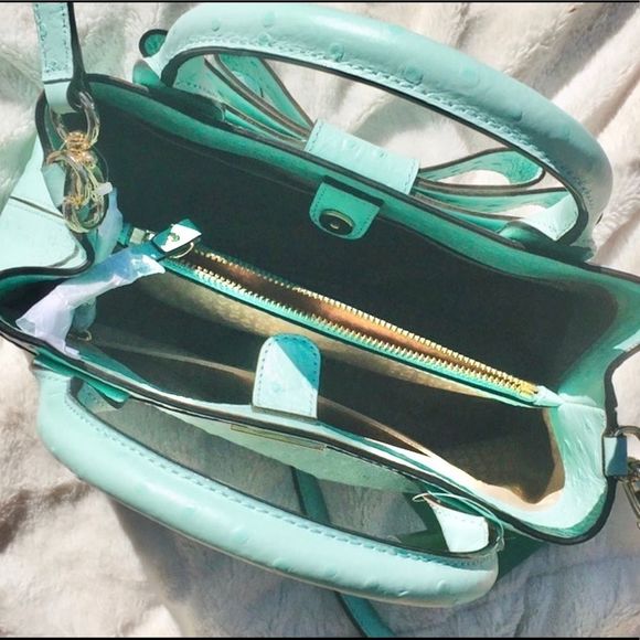 NWT $429 kate spade | Provence Charm City Ostrich Satchel Bag | Robin’s Egg Blue - Picture 9 of 15